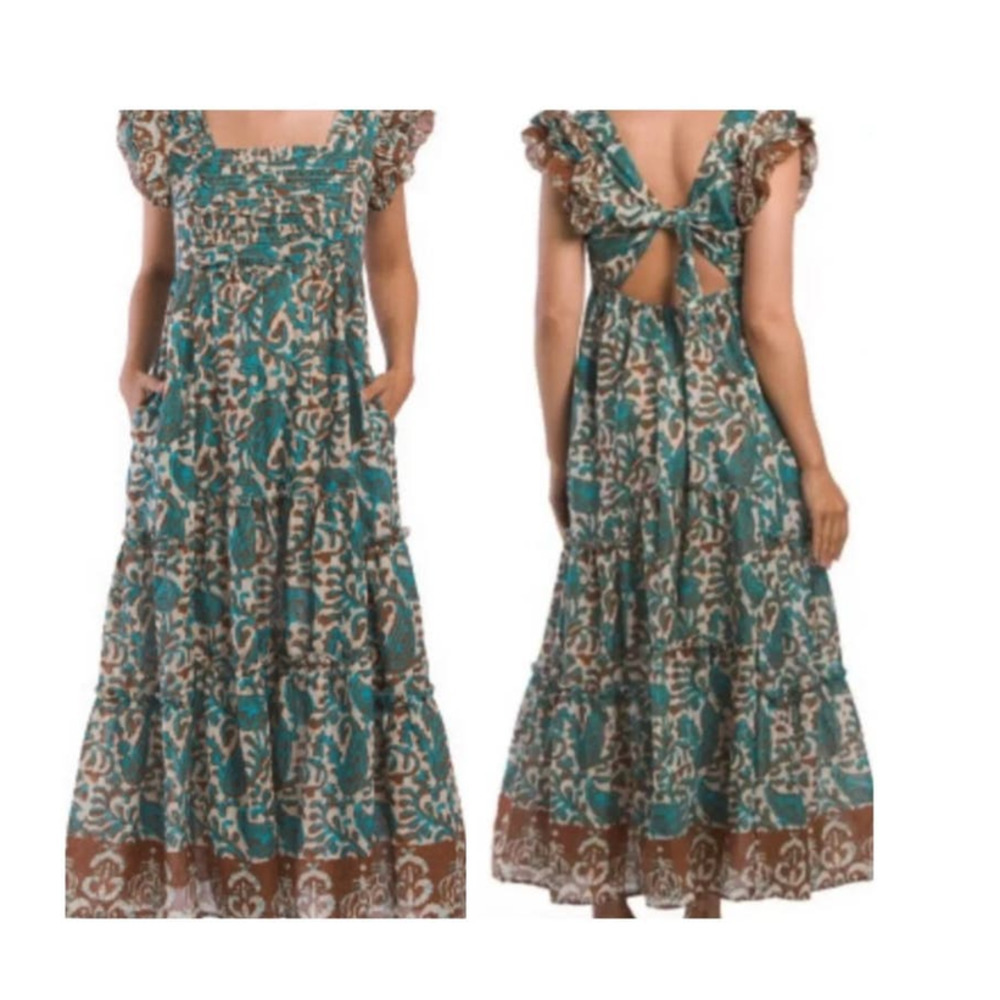 House Of Harlow 1960 Peasant Hippie Dress S 100% Cotton Cottagecore Boho Maxi - Picture 4 of 10